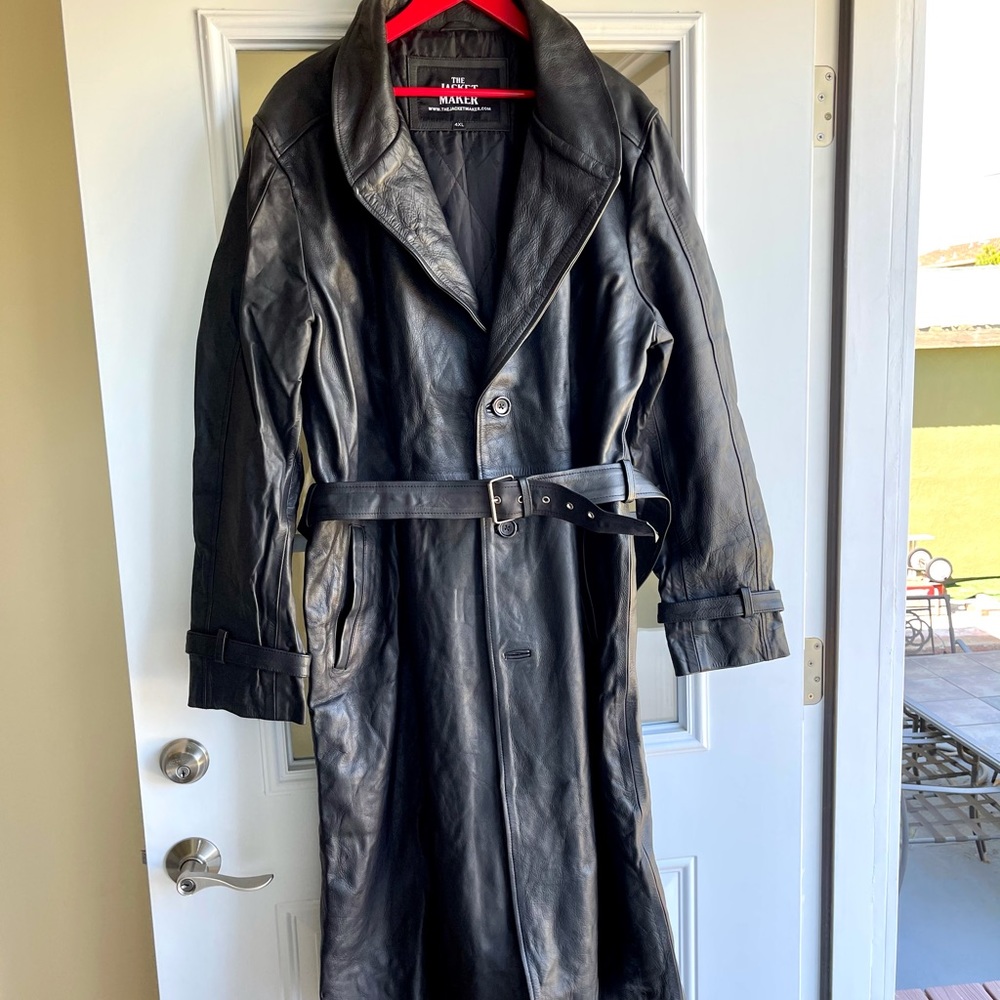 Daniel Black Leather Trench Coat - Picture 9 of 15